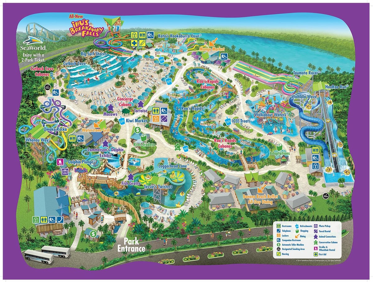 kort af Aquatica Orlando