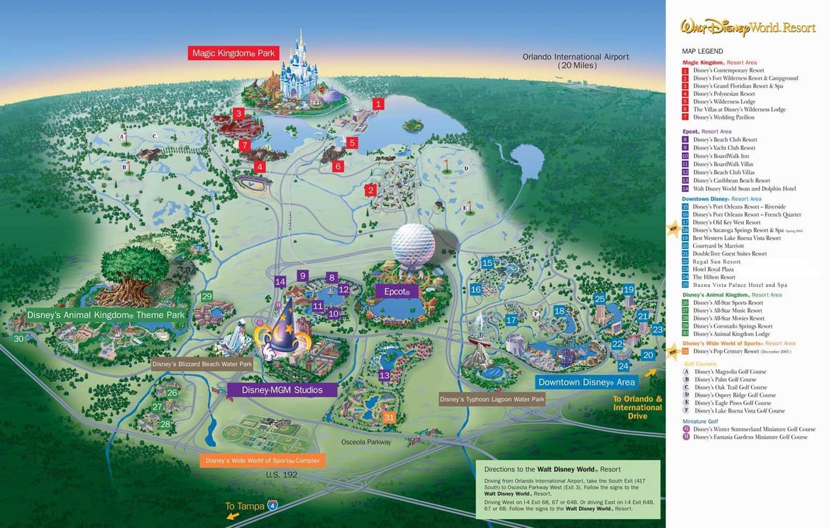 kort af Disney World