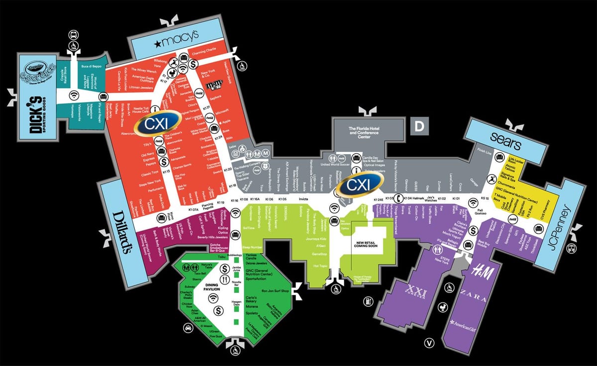 Flórída mall Orlando kort