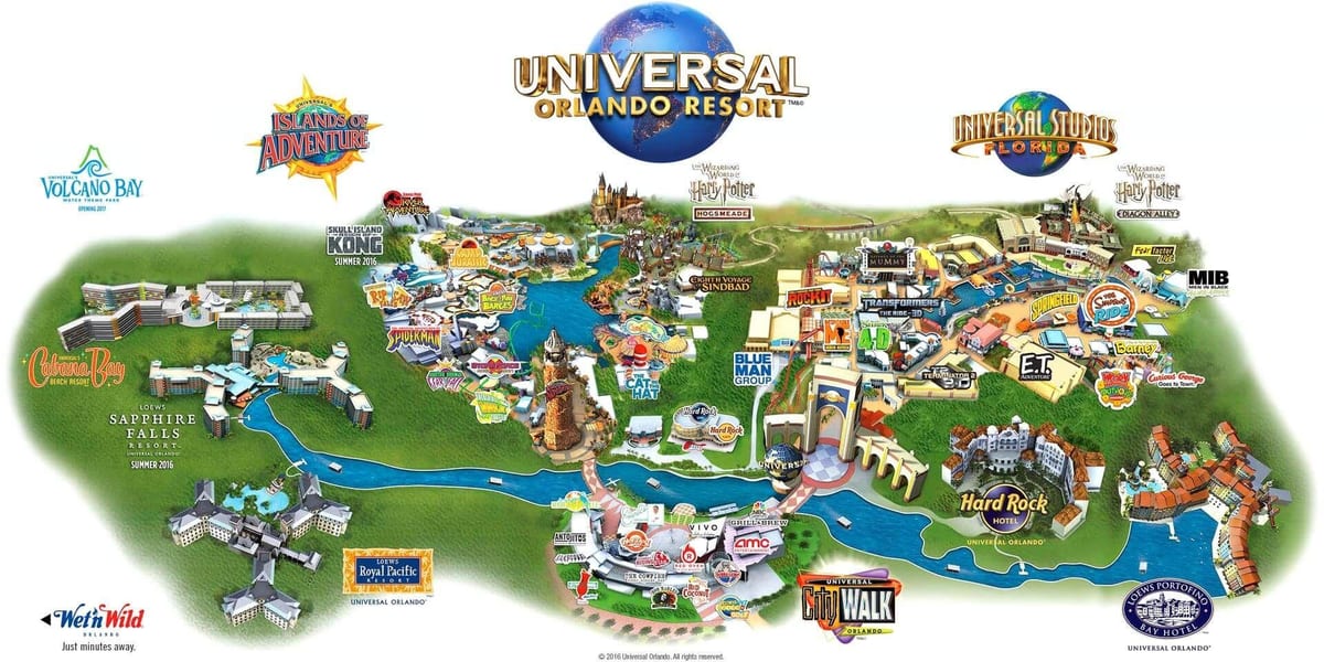 kort af Universal Orlando